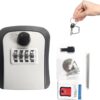 Key Lock Box, 4 Digit Combination Wall Mount Key Storage Lock Box for Outdoor & Indoor 5 Keys Large Capacity for House Spare Keys, Home, School, Office Wall Safe (Gary)-B0FMRSV77D