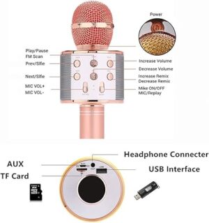 Topper gifts for girls aged 3-15 years, Bluetooth wireless karaoke microphone for Christmas gifts for girls and boys aged 4-12 years for girls and boys aged 4-12 years, unidirectional