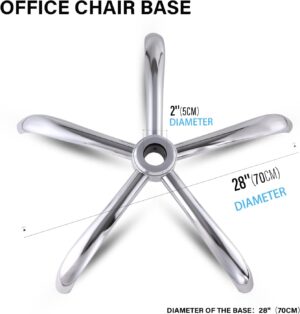 office chair base, 28 inch office chair base replacement with reinforced metal legs (2200lbs), chair bottom part for most chairs, cylinder and caster sockets (silver)-B0FLVNSNHQ