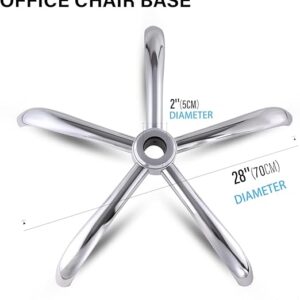 office chair base, 28 inch office chair base replacement with reinforced metal legs (2200lbs), chair bottom part for most chairs, cylinder and caster sockets (silver)-B0FLVNSNHQ