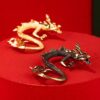 Mini Metal Brass Dragon Statue Tabletop Chinese Ornament Luck Figurine for Home Office Desk Bookshelf End Table (Bronze)-B0FKCTR9TK