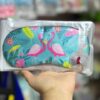Tropical Flamingo Sleep Mask with Cooling Gel Insert – Blue Background with Leaves & Fruit-B0FMQ63RS9