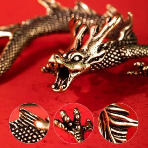 Mini Metal Brass Dragon Statue Tabletop Chinese Ornament Luck Figurine for Home Office Desk Bookshelf End Table (Bronze)-B0FKCTR9TK