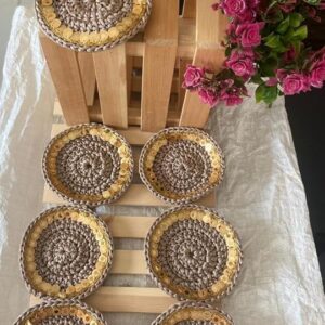 2 Pcs Handmade Crochet Coaster plates for cubs and mug-B0FKBTSFC2