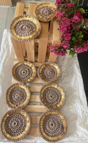 2 Pcs Handmade Crochet Coaster plates for cubs and mug-B0FKBTSFC2