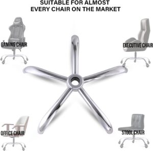 office chair base, 28 inch office chair base replacement with reinforced metal legs (2200lbs), chair bottom part for most chairs, cylinder and caster sockets (silver)-B0FLVNSNHQ