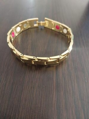 Men's Gold Magnetic Therapy Bracelet – Elegant Stainless Steel Wellness Bracelet with Negative Ions, Germanium & Infrared Elements 1PCS - 22CM-B0FMYJQGXX