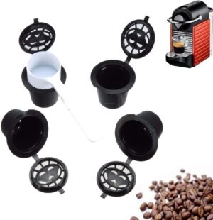 4Pcs Refillable/Reusable Coffee Capsules Pod For Coffee Machine - You Have To Select non Fully Grinding Been for best redults - Be Sure it is compatable with yours Machine-B0FLDNLXPS