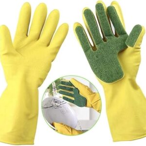1 Pair Home Washing Cleaning Gloves Garden Kitchen Dish Sponge Fingers Rubber Household Cleaning Gloves for Dishwashing-B0CGF8X4ZJ