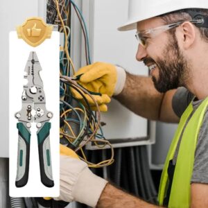 Foldable wire stripper, pulley design multi-function electrician wire splitter wire winding pliers crimping pliers hand tool (E)-B0FMHFMRP4