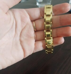 Men's Gold Magnetic Therapy Bracelet – Elegant Stainless Steel Wellness Bracelet with Negative Ions, Germanium & Infrared Elements 1PCS - 22CM-B0FMYJQGXX