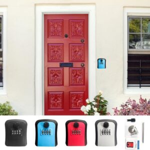 Key Lock Box, 4 Digit Combination Wall Mount Key Storage Lock Box for Outdoor & Indoor 5 Keys Large Capacity for House Spare Keys, Home, School, Office Wall Safe (Gary)-B0FMRSV77D