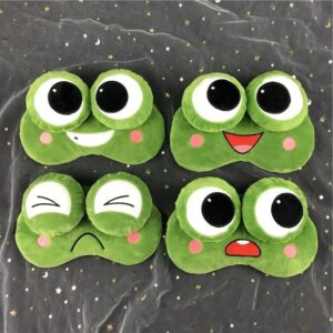 1Pcs - 3D Frog Plush Sleep Mask Cute Sleeping Eye Cover For Children Lovely Blindfold Sort Plush Eyes Bandage Women Travel Warm Relax Nap (Lose)-B0FMY3MMC7