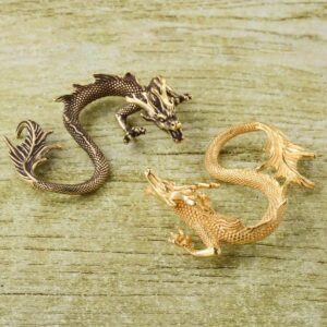 Mini Metal Brass Dragon Statue Tabletop Chinese Ornament Luck Figurine for Home Office Desk Bookshelf End Table (Bronze)-B0FKCTR9TK