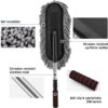 Super Soft Microfiber Car Duster Exterior with Extendable Handle, Car Brush Duster for Car Cleaning Dusting - Grey - Big one about 55 to 75 cm telescopic-B0FM6BLF91