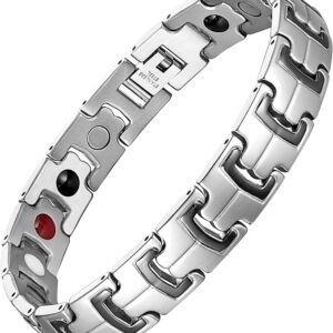 Men's Magnetic Therapy Bracelet – Stainless Steel Pain Relief Bracelet with Germanium, Infrared, Negative Ions & Magnets 1PCS - 22CM-B0FMYK4R66