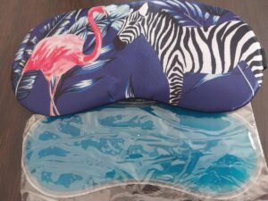 Tropical Animal Print Sleep Mask with Cooling Gel Insert – Flamingo & Zebra Design-B0FMQ3YN56