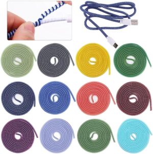 1Pcs Roll 1.4m Laser Color USB Charging Data Cable Protector Anti-break Spring Protection Rope Wire Cord Rope Earphone Bobbin Winder (Random Color May Apply)-B0FLWM4WQB