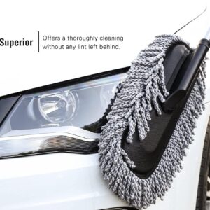 71zLjUtmgRL._AC_SL1500_ Super Soft Microfiber Car Duster Exterior with Extendable Handle, Car Brush Duster for Car Cleaning Dusting - Grey - Big one about 55 to 75 cm telescopic-B0FM6BLF91