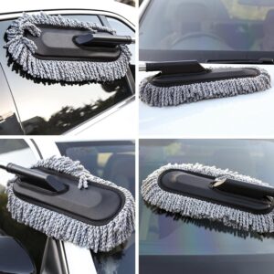 Super Soft Microfiber Car Duster Exterior with Extendable Handle, Car Brush Duster for Car Cleaning Dusting - Grey - Big one about 55 to 75 cm telescopic-B0FM6BLF91