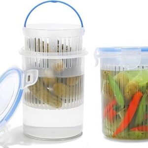 علبة مخلل مع مصفاة، برطمان مخلل مع مصفاة، علبة هالبينو، علبة طعام مخلل-B0FQFXWV7X