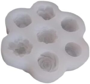 قالب سيليكون على شكل زهرة - قالب على شكل وردة بسبعة تجاويف، مناسب للراتنج والصابون والشموع والطين والفوندان-B0FR1VJ2TQ