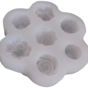 قالب سيليكون على شكل زهرة - قالب على شكل وردة بسبعة تجاويف، مناسب للراتنج والصابون والشموع والطين والفوندان-B0FR1VJ2TQ