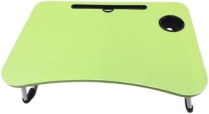 طاولة كمبيوتر محمول قابلة للطي مع حامل أكواب وفتحة للكمبيوتر اللوحي - سرير محمول ومكتب أريكة للدراسة والعمل والقراءة - أخضر - 60 سم × 40 سم-B0FRXS1D95