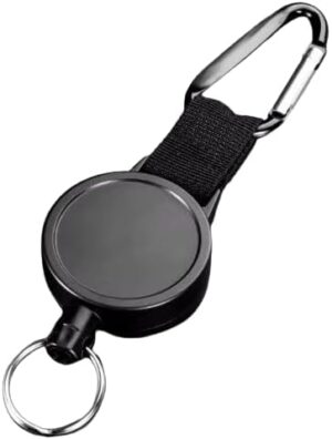 حامل شارة قابل للسحب مع مشبك حلقة تثبيت - بكرة بطاقة هوية شديدة التحمل مع حلقة مفاتيح للعمل والمكتب والاستخدام الخارجي قطعة واحدة-B0FS1KPRNB