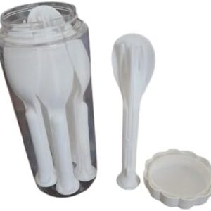 طقم ملاعق بلاستيكية مع وعاء تخزين - ١٨ قطعة - أدوات مائدة خفيفة الوزن وقابلة لإعادة الاستخدام للمطبخ والحفلات والاستخدام الخارجي-B0FRG6C8NW