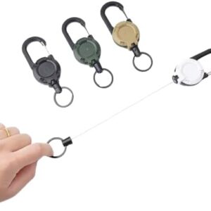 حامل شارات قابل للسحب مع مشبك حلقي - بكرة بطاقة هوية متينة مع حلقة مفاتيح، قطعة واحدة، 12 سم ~ 65 سم (بني)-B0FRYZNB64
