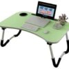 طاولة كمبيوتر محمول قابلة للطي مع حامل أكواب وفتحة للكمبيوتر اللوحي - سرير محمول ومكتب أريكة للدراسة والعمل والقراءة - أخضر - 60 سم × 40 سم-B0FRXS1D95