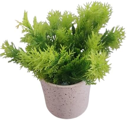 نبات صناعي في وعاء، نبات أخضر واقعي مع وعاء مزخرف، ديكور مكتب منزلي داخلي-B0FS745XLN