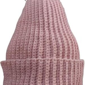 قبعة شتوية دافئة مصنوعة يدويًا مع بوم بوم للنساء والفتيات (وردي)-B0FSDG4CKT