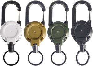 حامل شارات قابل للسحب مع مشبك حلقي - بكرة بطاقة هوية متينة مع حلقة مفاتيح، قطعة واحدة، 12 سم ~ 65 سم (بني)-B0FRYZNB64