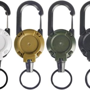 حامل شارات قابل للسحب مع مشبك حلقي - بكرة بطاقة هوية متينة مع حلقة مفاتيح، قطعة واحدة، 12 سم ~ 65 سم (بني)-B0FRYZNB64