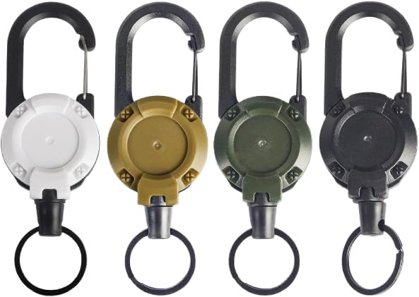 حامل شارات قابل للسحب مع مشبك حلقي - بكرة بطاقة هوية متينة مع حلقة مفاتيح، قطعة واحدة، 12 سم ~ 65 سم (بني)-B0FRYZNB64