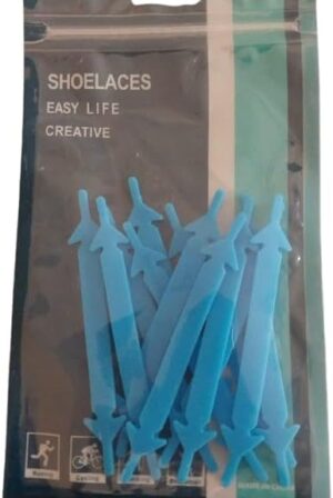 أربطة أحذية سيليكون بدون رباط - ١٢ قطعة - أربطة أحذية مرنة، مقاومة للماء، ومقاومة للانزلاق للأطفال، والكبار، وللرياضة، والجري، وركوب الدراجات - أزرق-B0FRFNT512