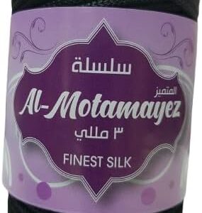 خيط حرير المتميز - سلك قوي ٣ مم - أسود - مثالي للحياكة والكروشيه والتطريز والأشغال اليدوية-B0FRFK7H8N