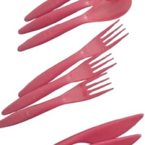 طقم أدوات مائدة بلاستيك - 9 قطع (أحمر) - مثالي للحفلات والنزهات والاستخدام اليومي-B0FQJMFY1Q