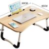 طاولة كمبيوتر محمول قابلة للطي مع حامل أكواب وفتحة للكمبيوتر اللوحي - سرير محمول ومكتب أريكة للدراسة والعمل والقراءة - أخضر - 60 سم × 40 سم-B0FRXS1D95