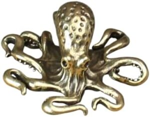 زينة أخطبوط نحاسية عتيقة، تماثيل حيوانات بحرية مصغرة، مكتب، حرف يدوية نحاسية، ديكورات منزلية، صور متحركة-B0FR4V83FG