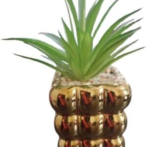 متجر (قطعة واحدة) نبات عصاري صناعي في وعاء زخرفي ذهبي - نبات أخضر صناعي صغير للديكور المنزلي والمكتبي-B0FS7NS5CH