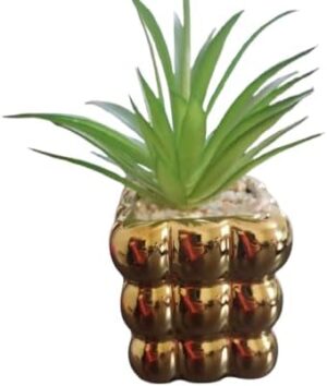 متجر (قطعة واحدة) نبات عصاري صناعي في وعاء زخرفي ذهبي - نبات أخضر صناعي صغير للديكور المنزلي والمكتبي-B0FS7NS5CH