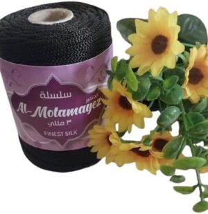 خيط حرير المتميز - سلك قوي ٣ مم - أسود - مثالي للحياكة والكروشيه والتطريز والأشغال اليدوية-B0FRFK7H8N