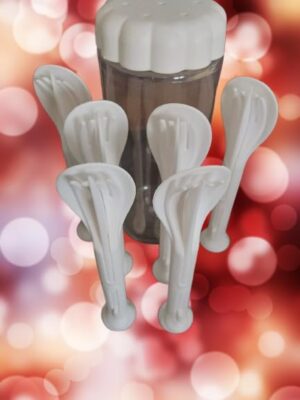 طقم ملاعق بلاستيكية مع وعاء تخزين - ١٨ قطعة - أدوات مائدة خفيفة الوزن وقابلة لإعادة الاستخدام للمطبخ والحفلات والاستخدام الخارجي-B0FRG6C8NW