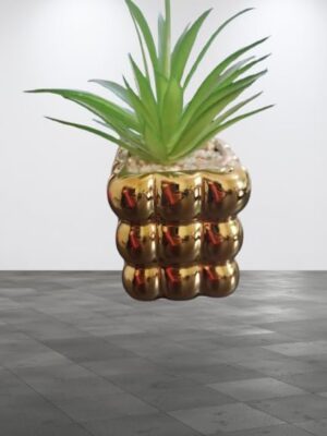 متجر (قطعة واحدة) نبات عصاري صناعي في وعاء زخرفي ذهبي - نبات أخضر صناعي صغير للديكور المنزلي والمكتبي-B0FS7NS5CH