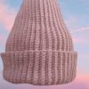 قبعة شتوية دافئة مصنوعة يدويًا مع بوم بوم للنساء والفتيات (وردي)-B0FSDG4CKT