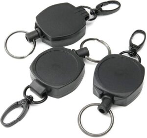 حامل شارة قابل للسحب مع مشبك حلقة تثبيت - بكرة بطاقة هوية شديدة التحمل مع حلقة مفاتيح للعمل والمكتب والاستخدام الخارجي قطعة واحدة-B0FS1P2L3B