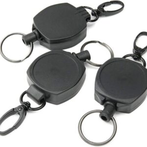 حامل شارة قابل للسحب مع مشبك حلقة تثبيت - بكرة بطاقة هوية شديدة التحمل مع حلقة مفاتيح للعمل والمكتب والاستخدام الخارجي قطعة واحدة-B0FS1P2L3B